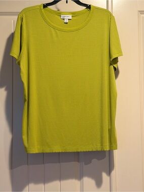 ON 34th Ribbed Fitted Short Sleeve Tee in Matcha Green